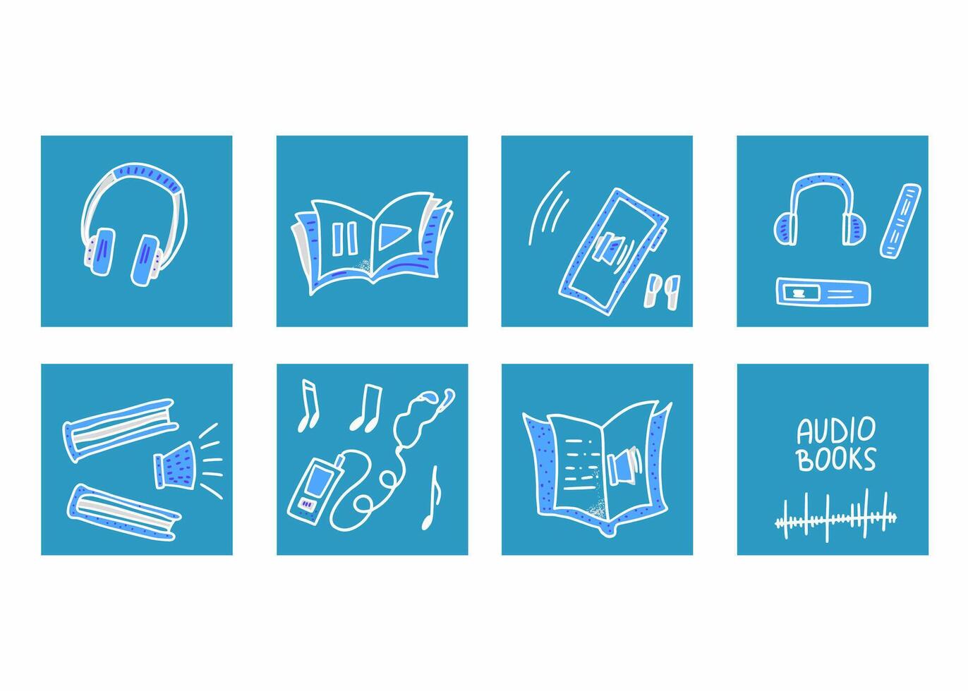 Set of audio books symbols. Vector illustration.