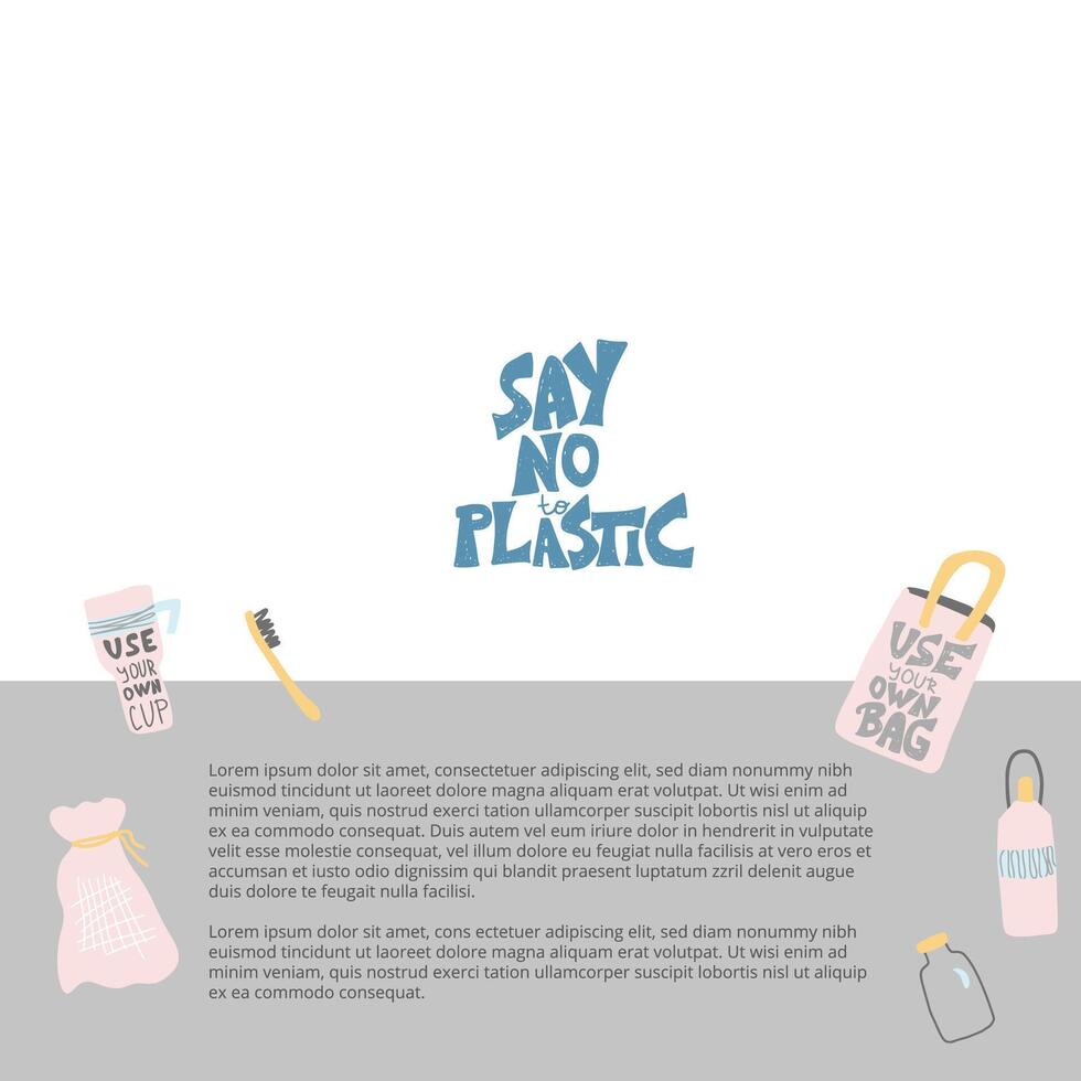 Plastic free vector concept with text and symbols.