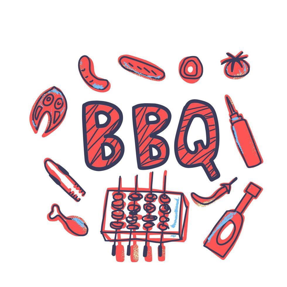 Barbecue composition with text. Vector design.