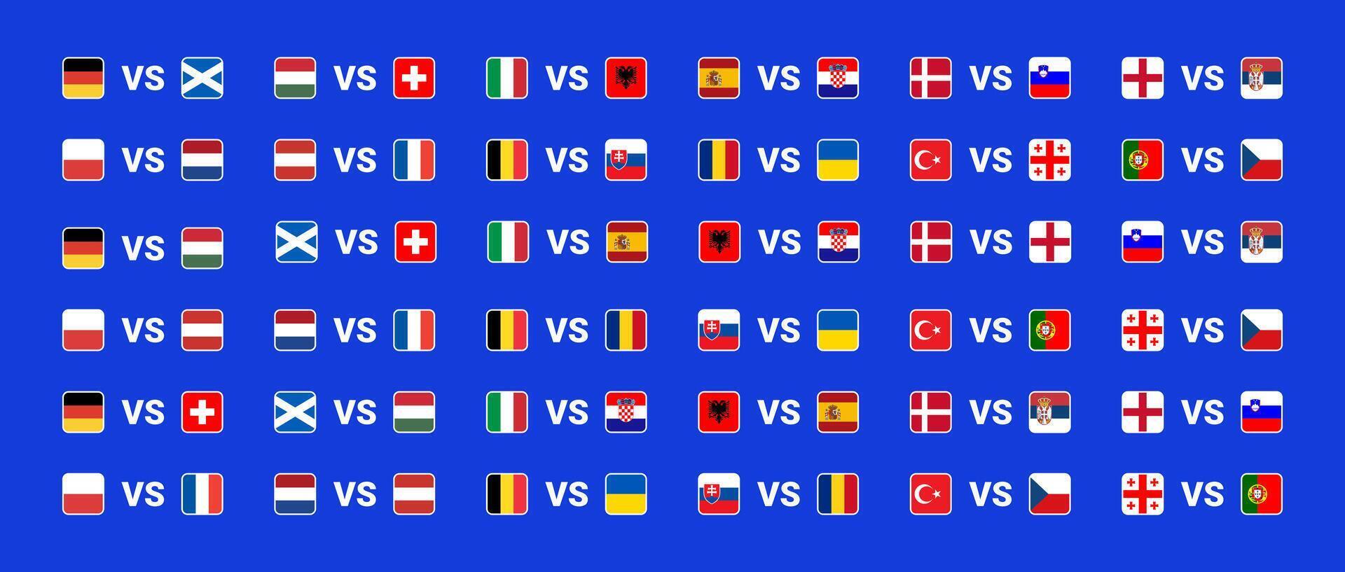 euro 2024 grupo partido calendario en el Alemania. fútbol americano europeo campeonato infografía. vector