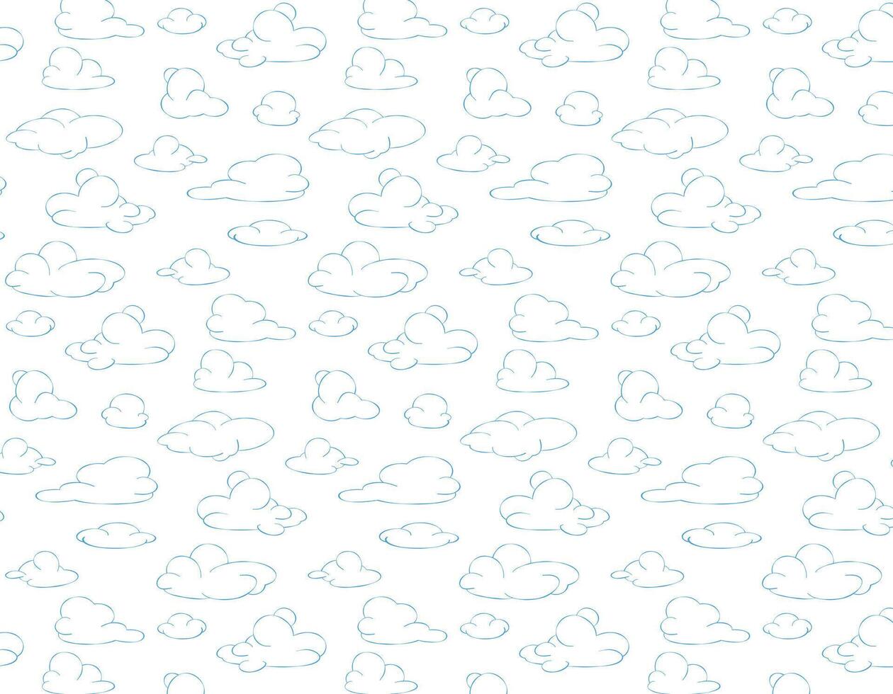 Clouds seamless pattern hand-drawn illustration, line pattern of clouds vector