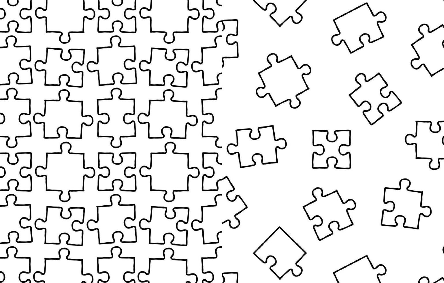 Set of vector seamless pattern hand drawn doodle sketch puzzle pieces. Design for printshop, paper, textiles. Pattern for children