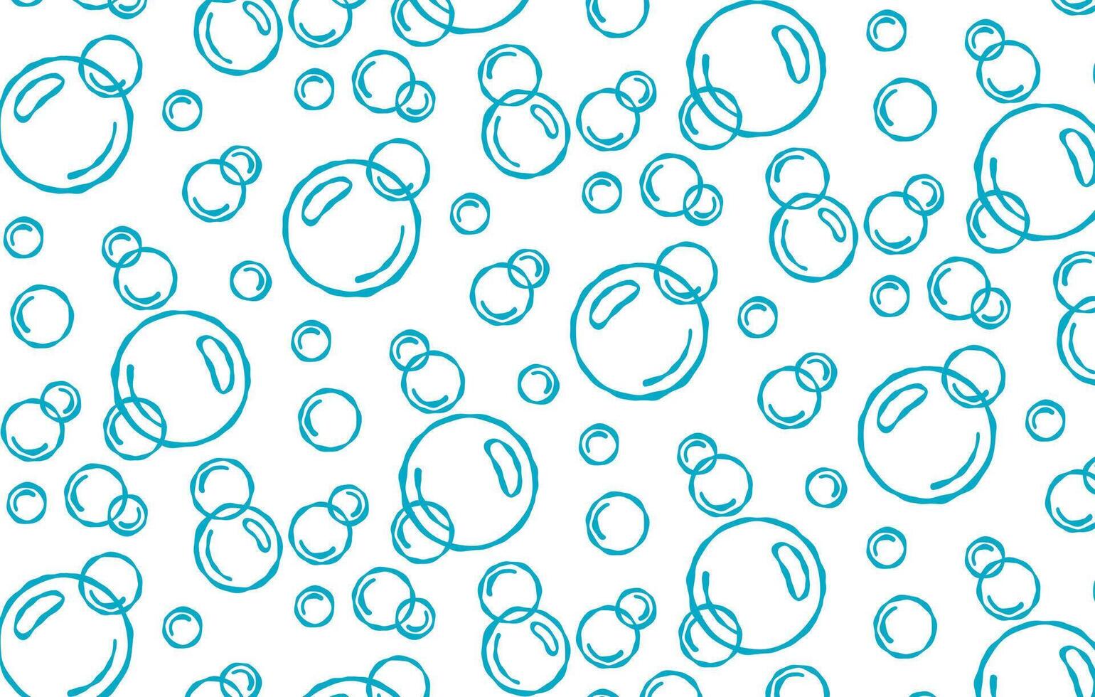 Bubbles vector seamless pattern with flat line icons.  Soap with foam and bubbles. Vector icon or symbol.  Bubbles hand drawn illustration. Line water drops in sketch style.