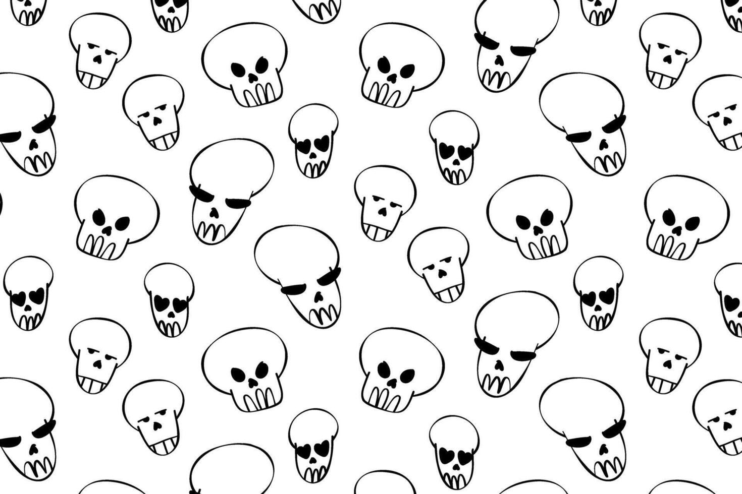 Doodle skull pattern, great design for any purpose. vector set of isolated skulls with a pattern of dots. hand drawn doodle style skull