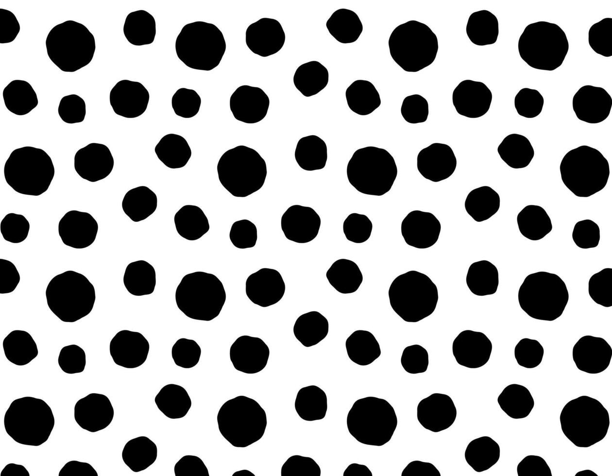 Vector Abstract Hand Drawn Black and White Ink Polka Dot Pattern . Geometric drop seamless pattern. Vector abstract background. Tiled texture. Cool cell structure