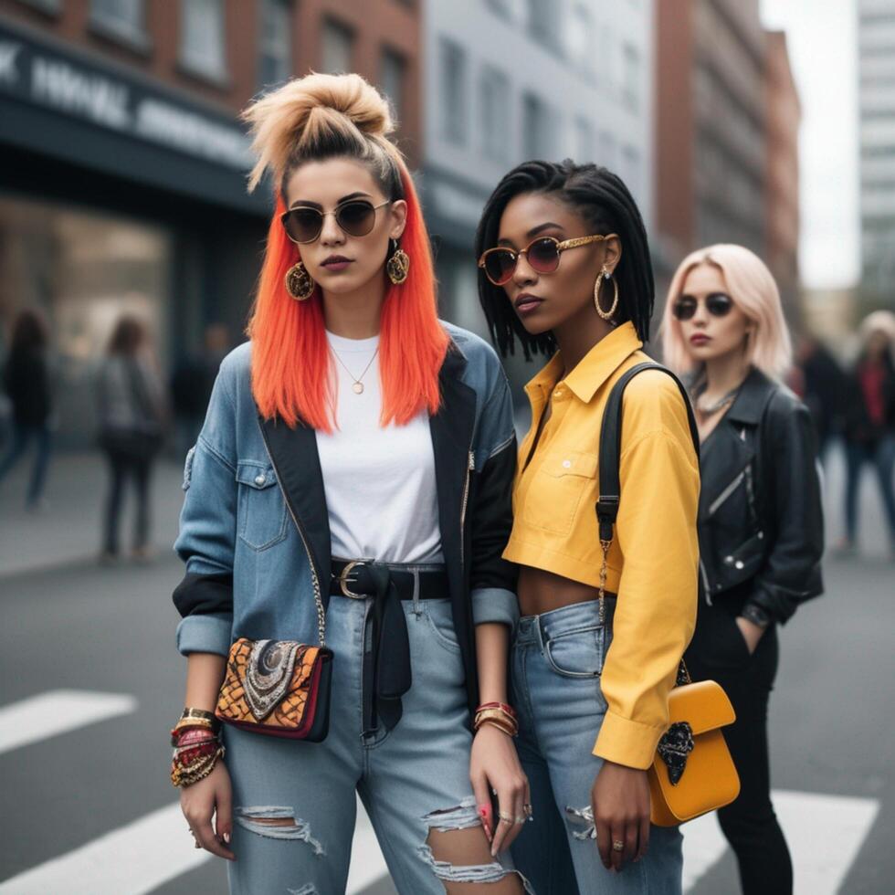 AI generated Urban Chic Trendy Street Style Fashion Photography photo