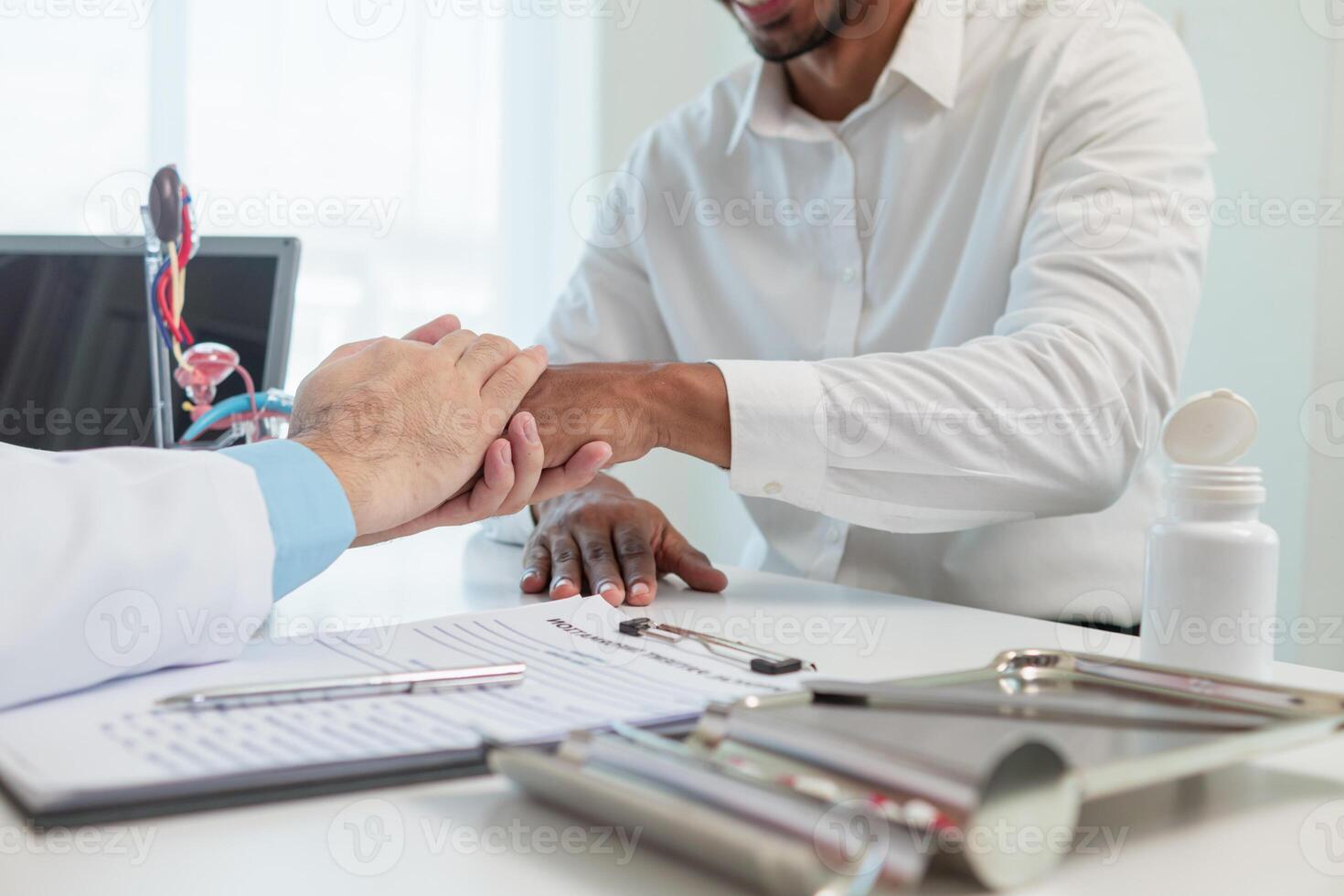 young man meets with doctor for checkup His sexual performance was impaired and doctors examined his symptoms and discovered that he had suspected tumor growing inside his penis Prostate cancer photo