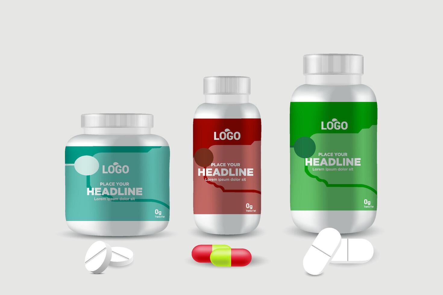 Multi vitamin label sticker design and natural calcium food supplement bottle packaging, capsule or tablet bottle jar label vitamin oil product print ready vector eps 10.