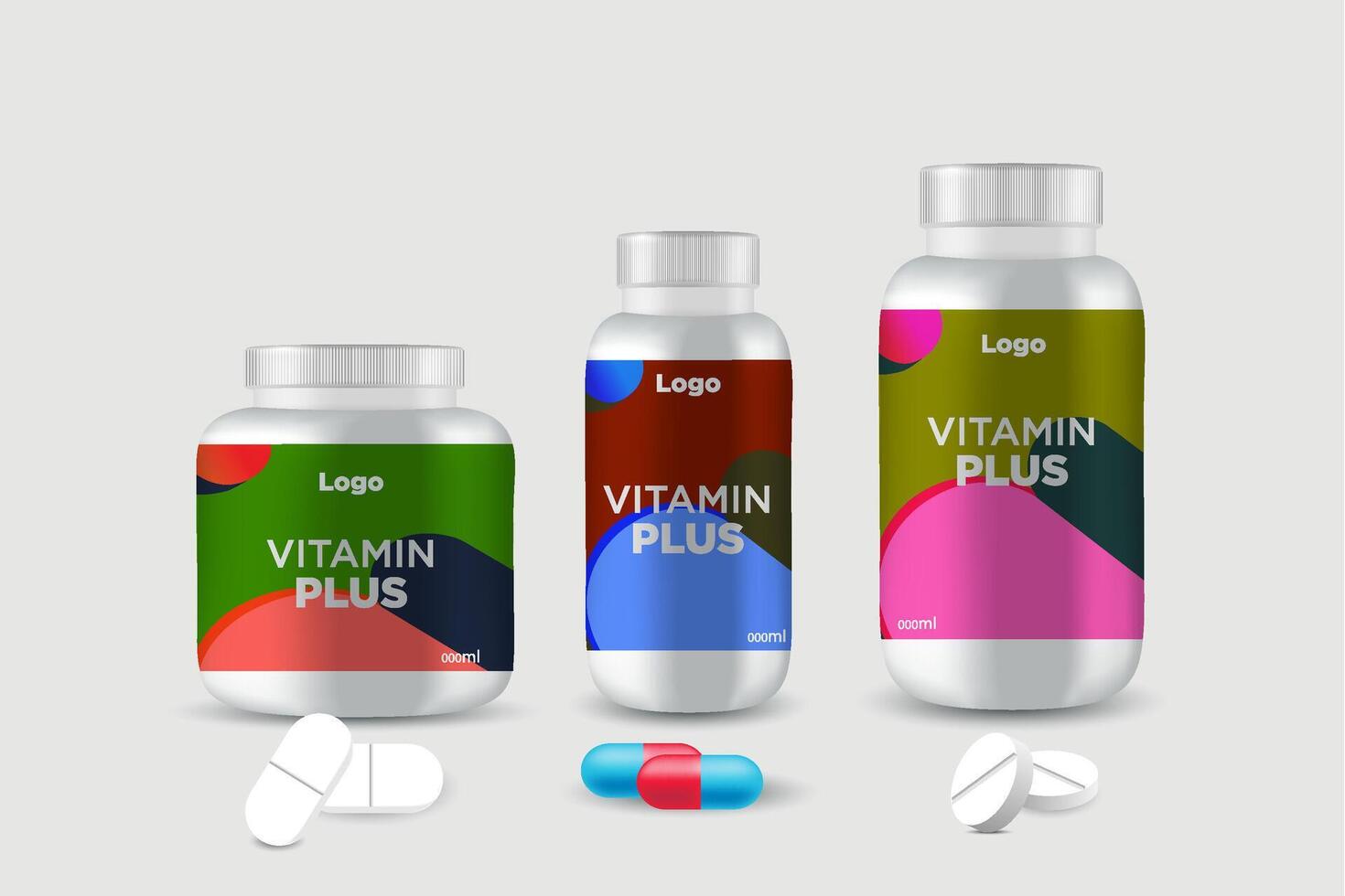 label template supplement vitamin label bottle label packaging design creative and modern design with multi vitamin natural vector medicine label.