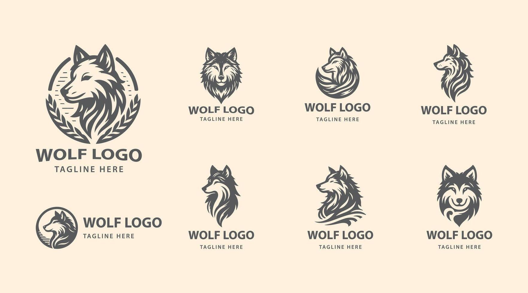 Wolf Abstract Logo Collection Modern, Geometric and Minimalist Designs vector