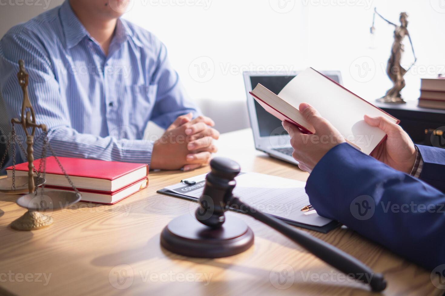 Lawyers are providing legal advice to those seeking legal assistance to understand the rules correctly to prevent unintentional wrongdoing. Concept for seeking legal advice from a team of lawyers photo