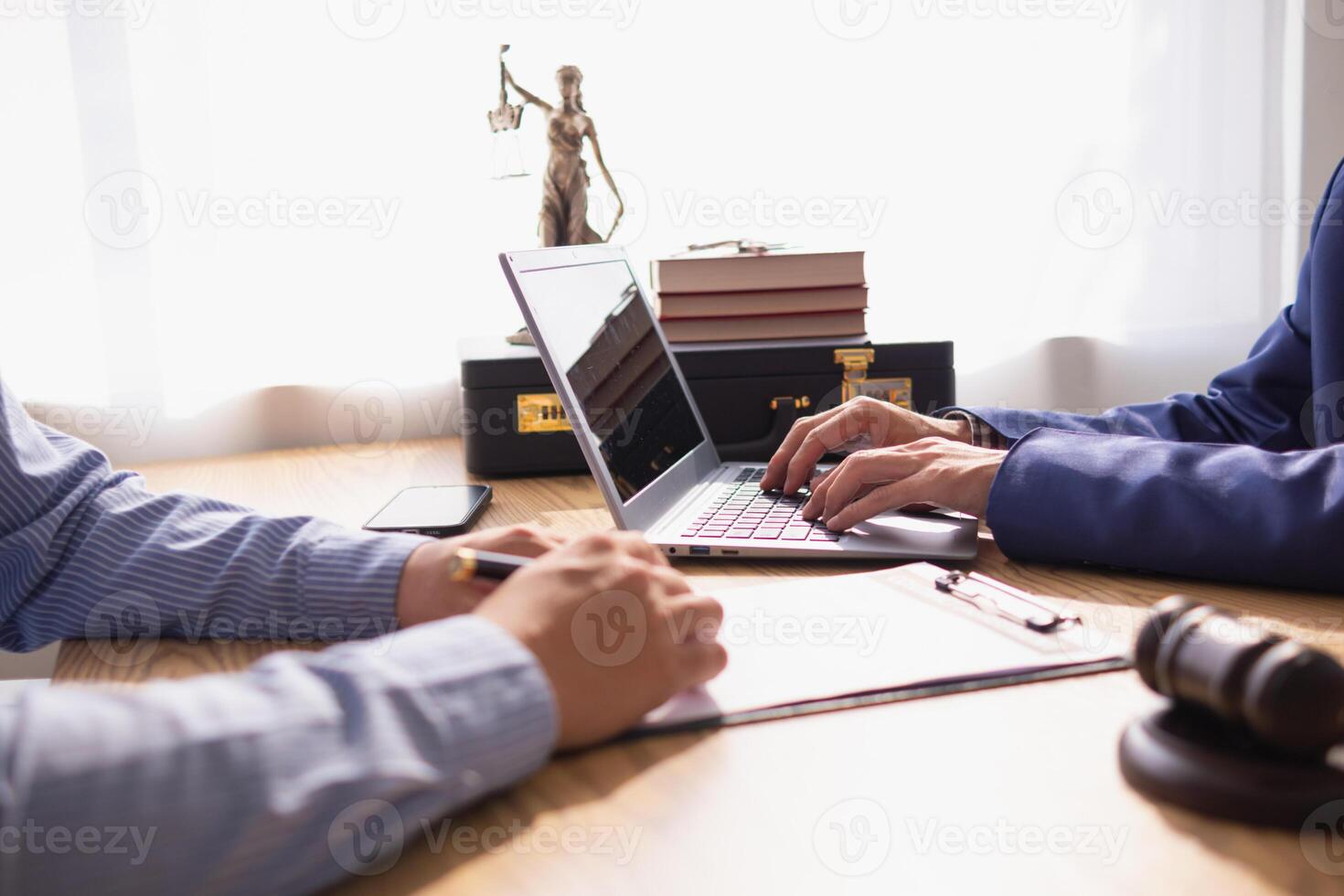 Lawyers are providing legal advice to those seeking legal assistance to understand the rules correctly to prevent unintentional wrongdoing. Concept for seeking legal advice from a team of lawyers photo