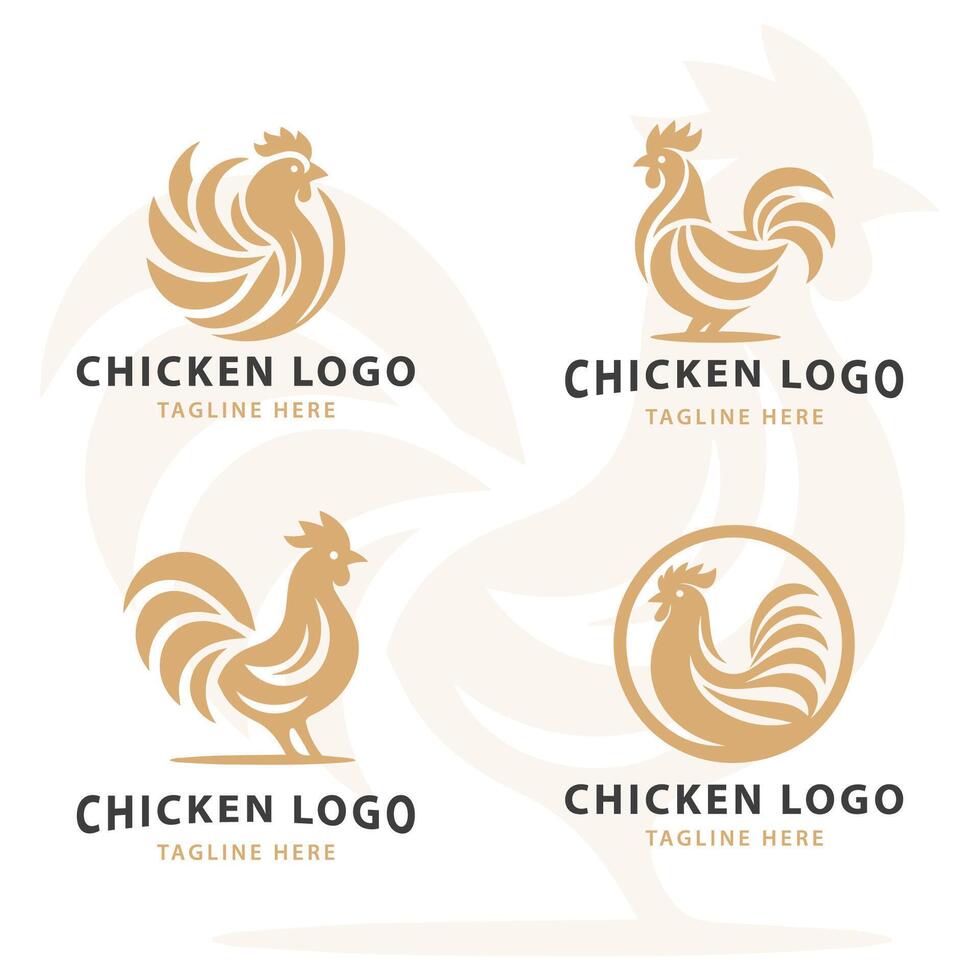 conjunto de pollo logo diseño vector ilustración prima gráfico para restaurante