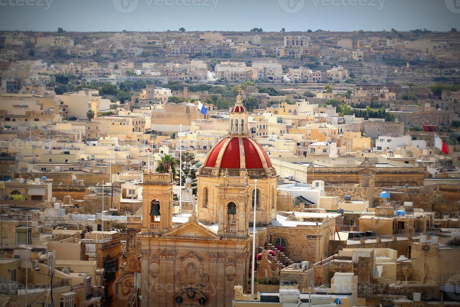 View over the city of Victoria or Rabat at Gozo, the neighboring island of Malta photo