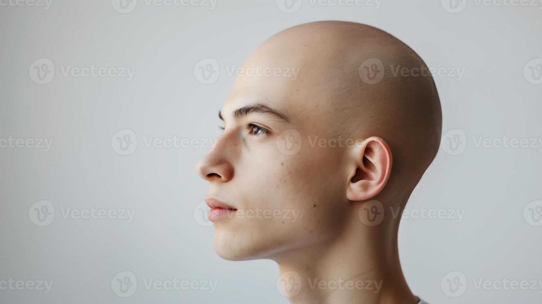 AI generated Hair loss man studio shot , stressed man , bald man . photo