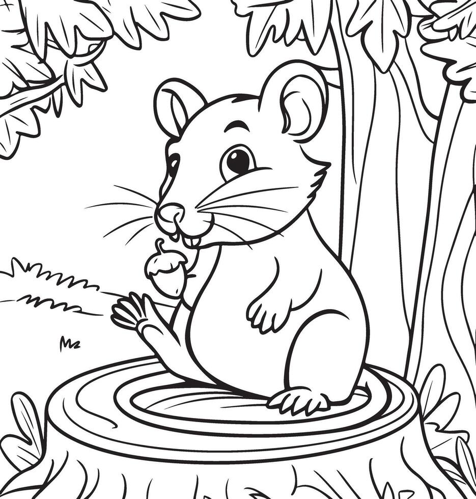 juguetón rata en un colorante libro para niños vector
