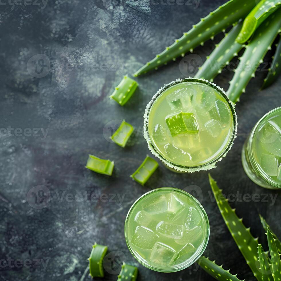 AI generated Cold drinks with aloe vera photo