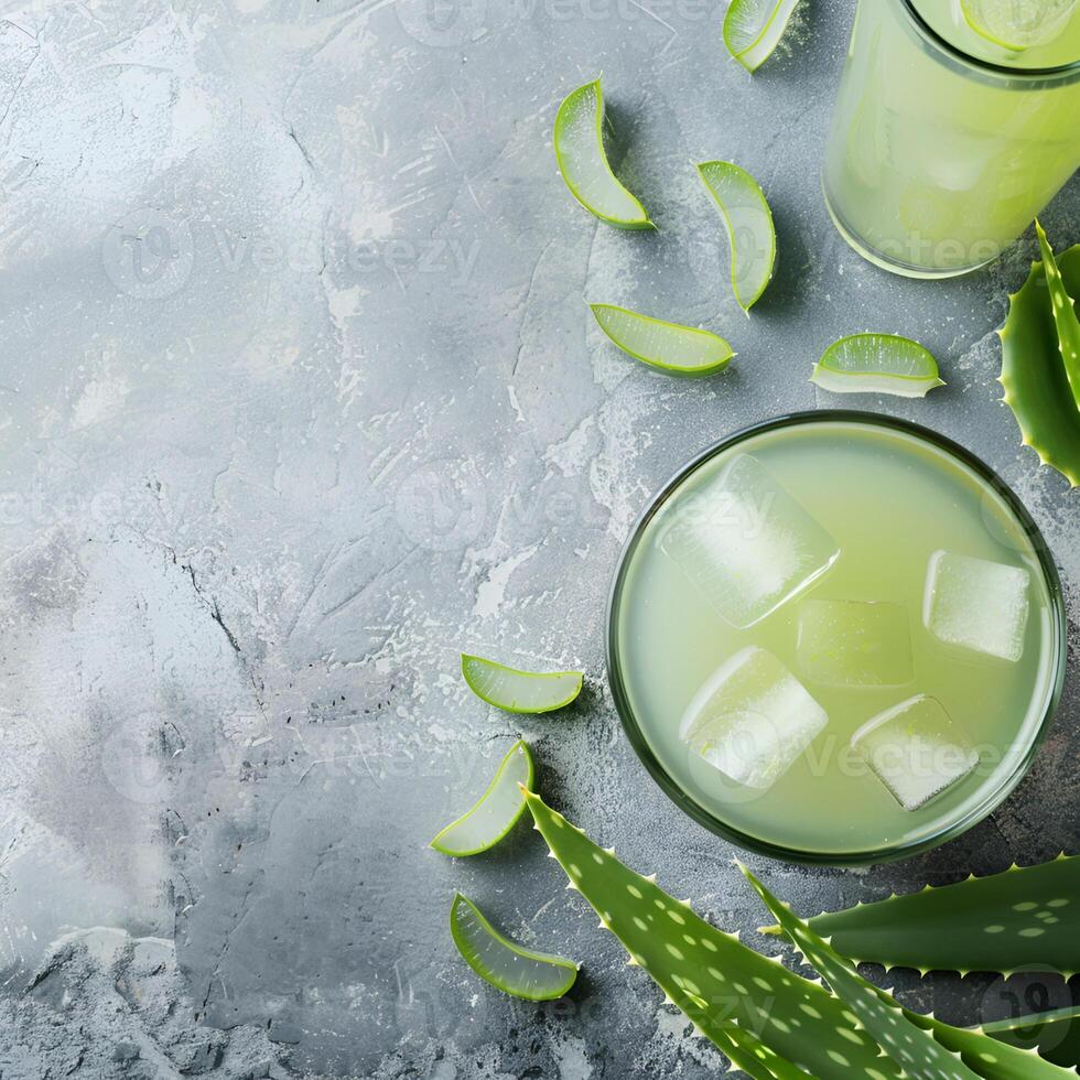 AI generated Cold drinks with aloe vera ingredient photo