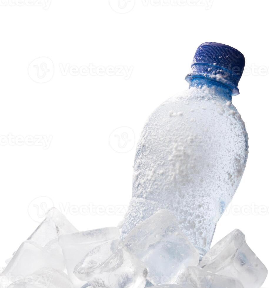 frozen bottle on white photo