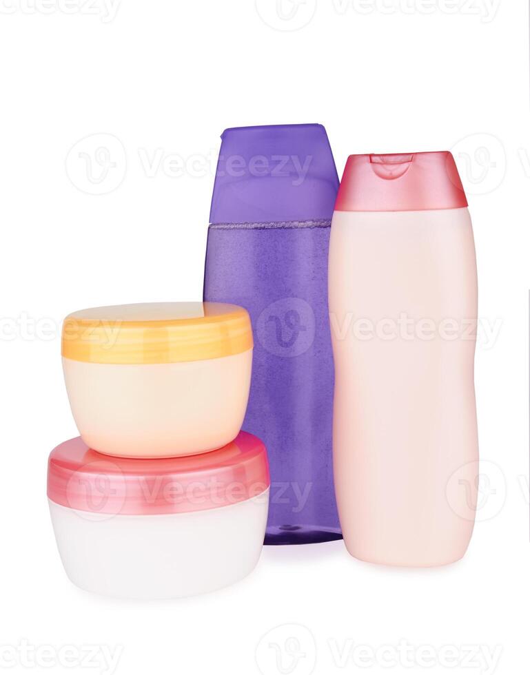 cosmetic products on white photo