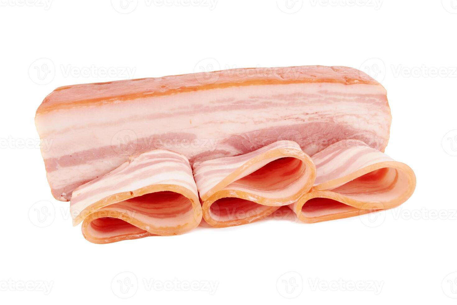 Smoked bacon on white photo