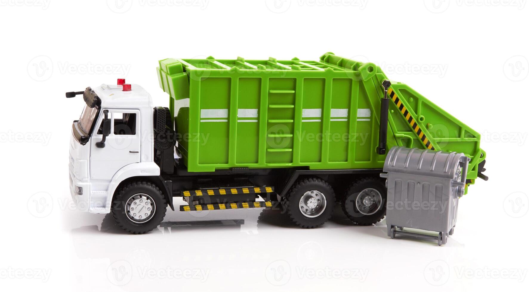 garbage truck on white photo