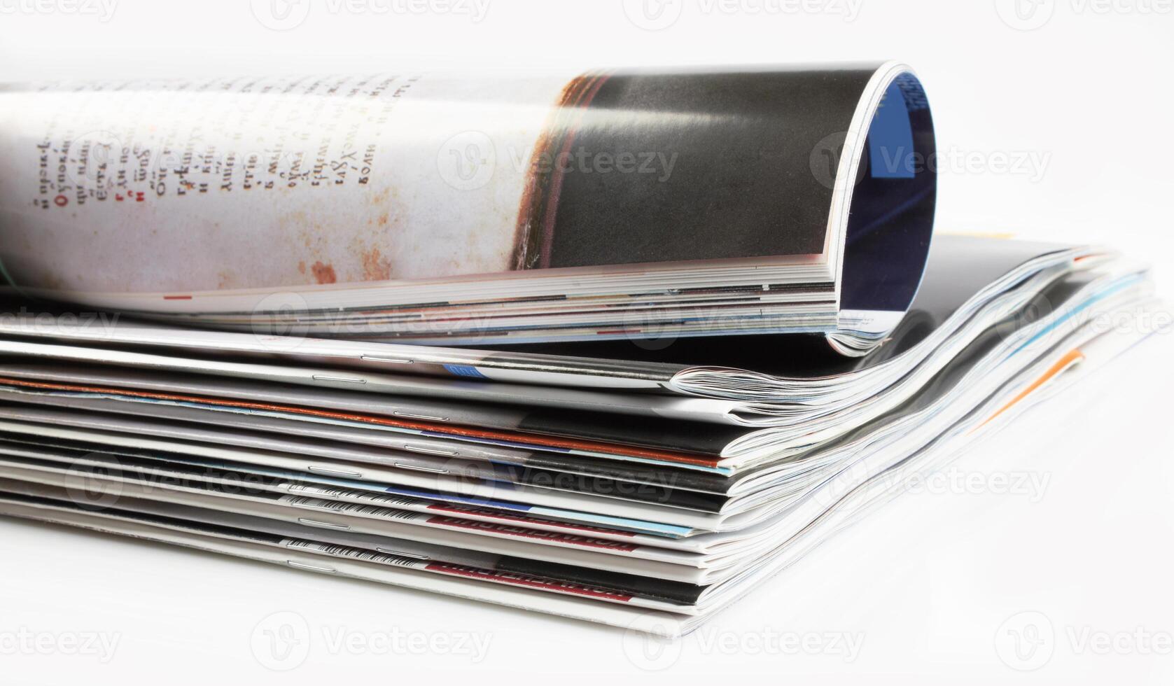 magazines on white photo