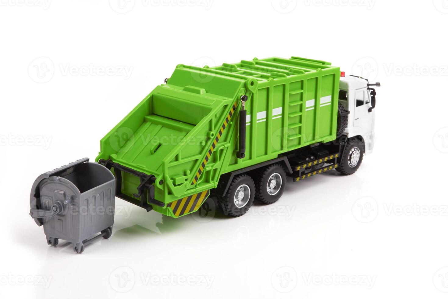 garbage truck on white photo