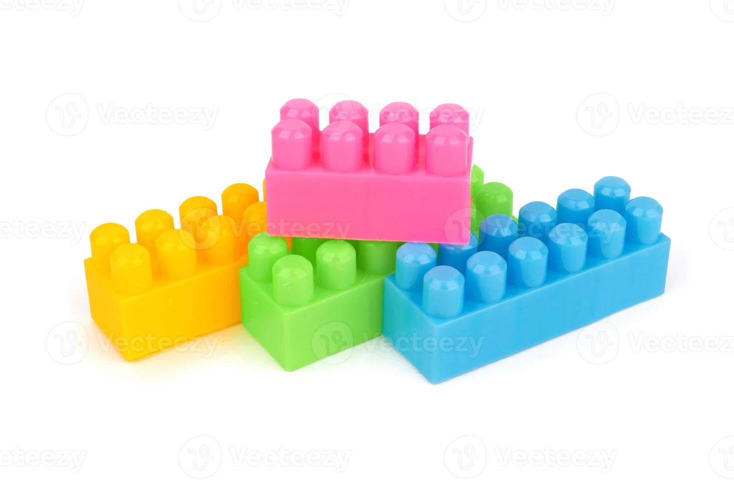 plastic blocks on white photo