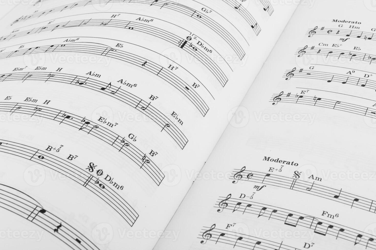 Musical notes on white photo