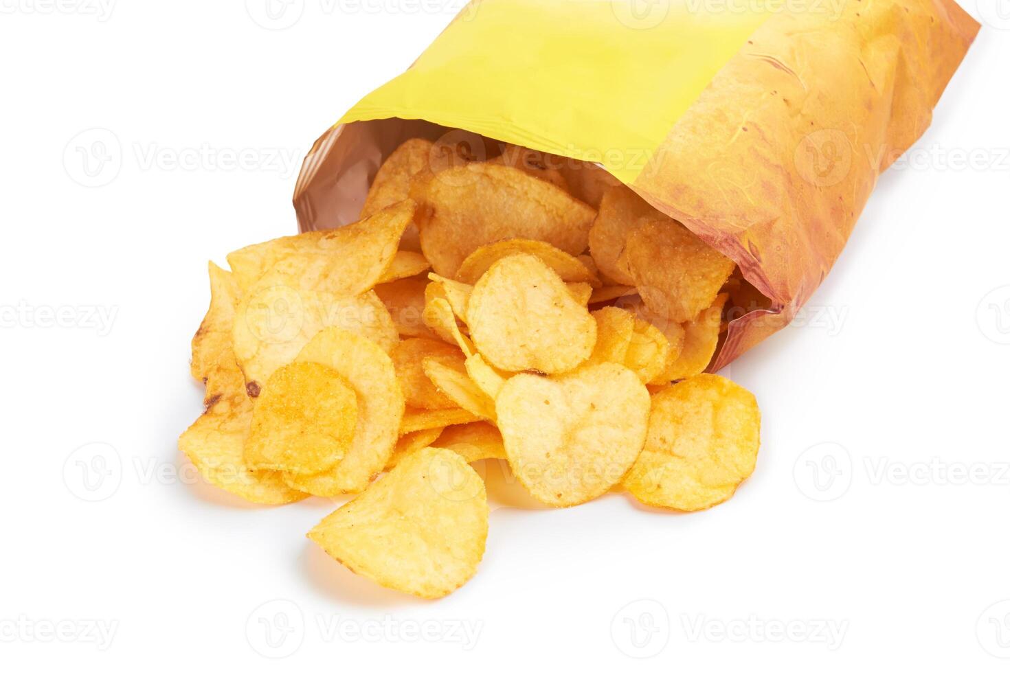 Potato chips on white photo