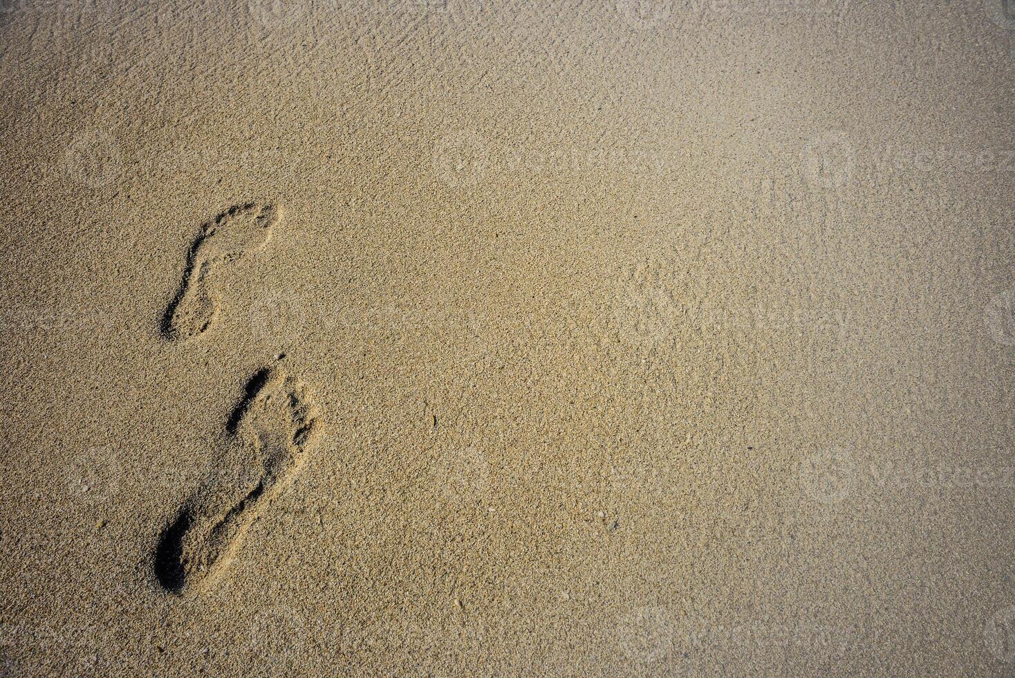 Human footprints in the sand photo