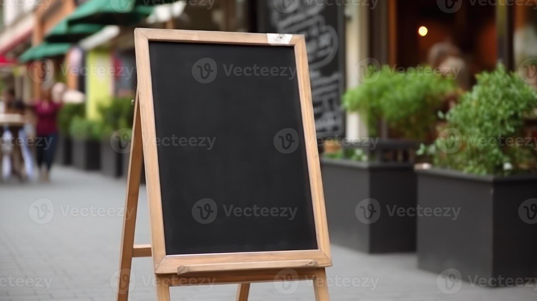 AI generated Mockup of a  Blackboard on the sidewalk photo