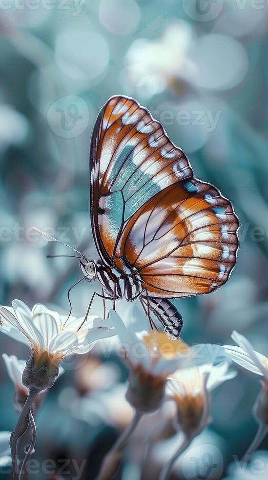 AI generated butterfly on the flowers photo