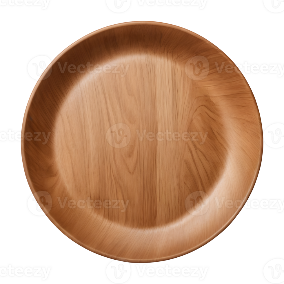 AI generated Empty wooden plate from top perspective against transparent background isolated png