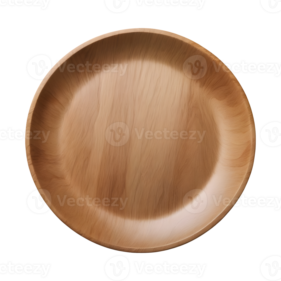 AI generated Empty wooden plate from top perspective against transparent background isolated png