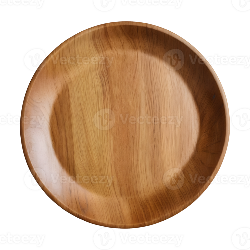 AI generated Empty wooden plate from top perspective against transparent background isolated png