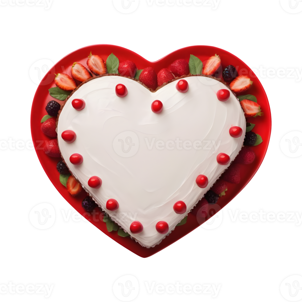 AI generated Transparent background showcases isolated top view of heart shaped cake png