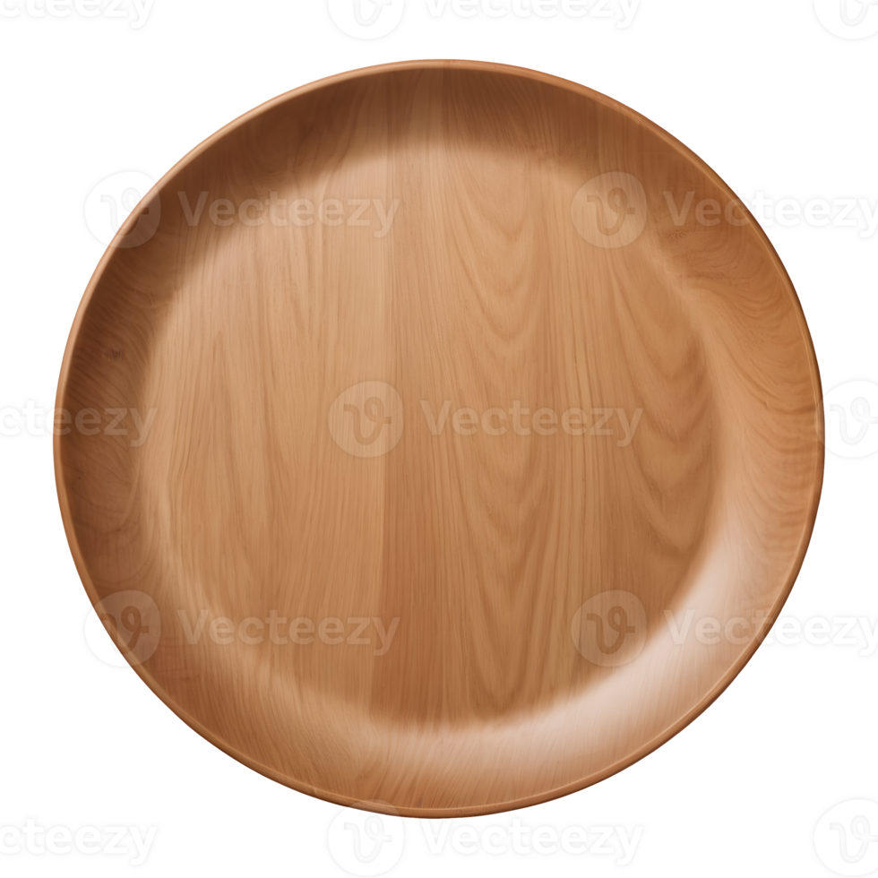 AI generated Empty wooden plate from top perspective against transparent background isolated png