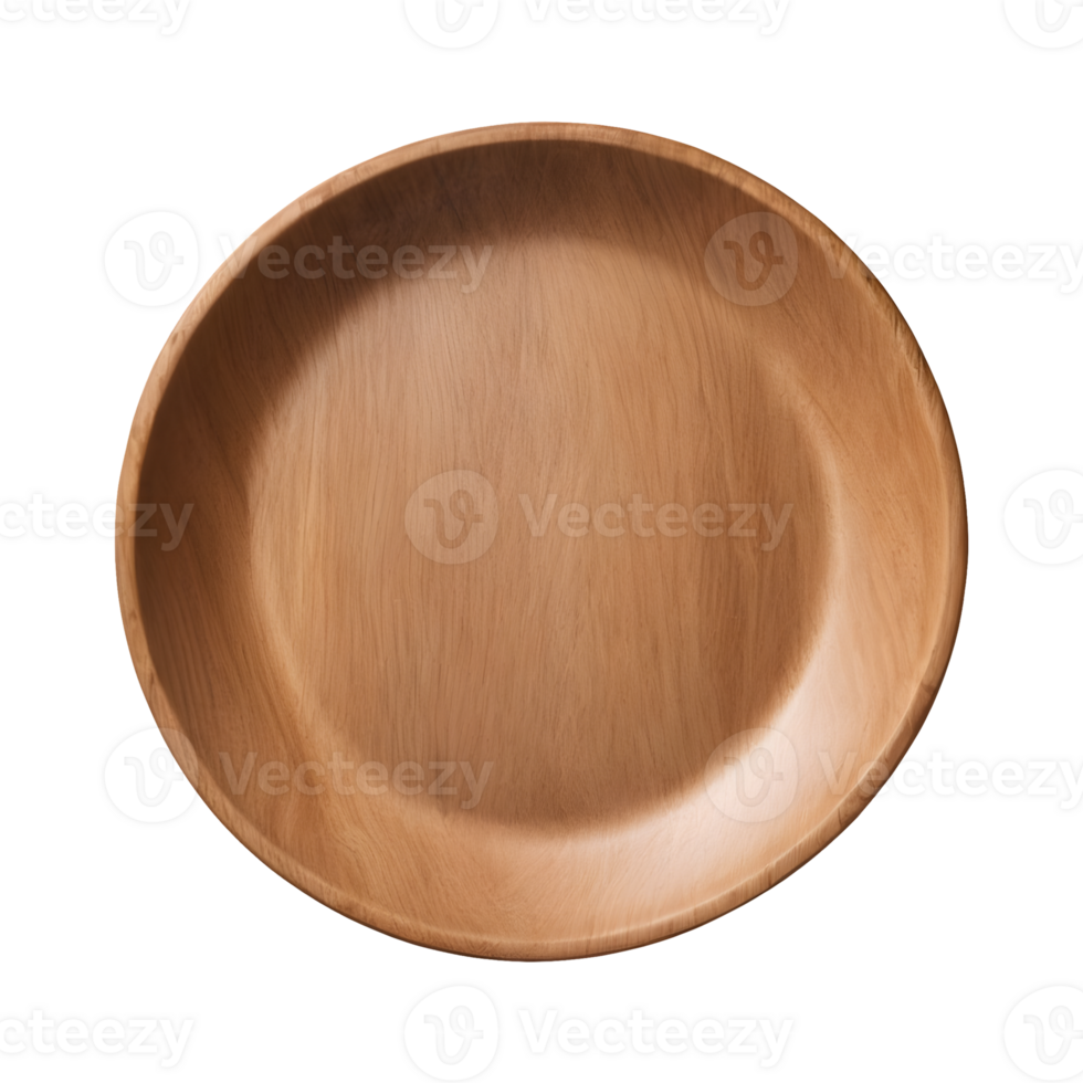AI generated Empty wooden plate from top perspective against transparent background isolated png