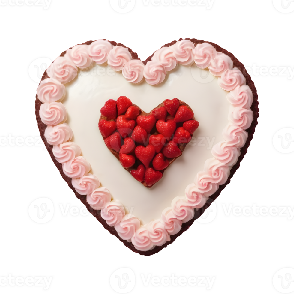 AI generated Transparent background showcases isolated top view of heart shaped cake png