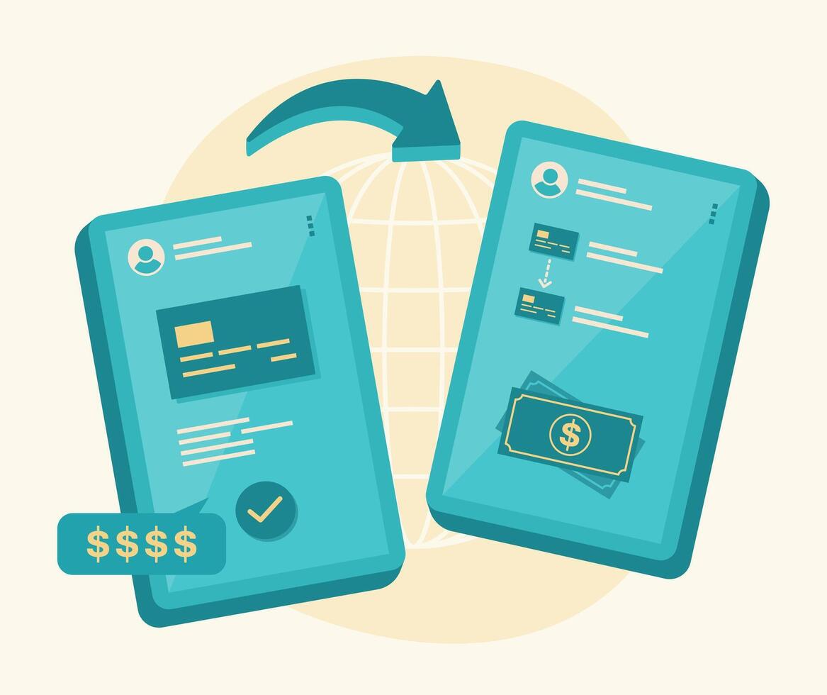 Online Money Transfer by Smartphone Concept Illustration vector