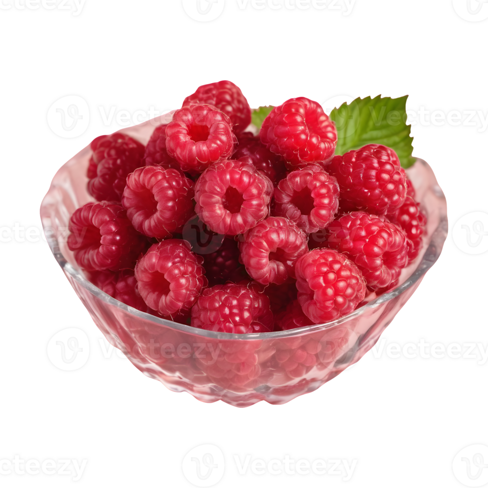 AI generated Red raspberries on a transparent background isolated png