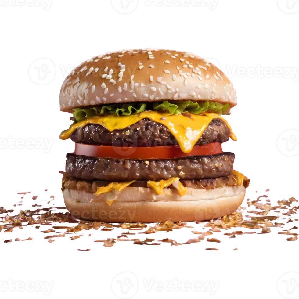 AI generated Gold leaf sprinkled on a cheeseburger isolated png