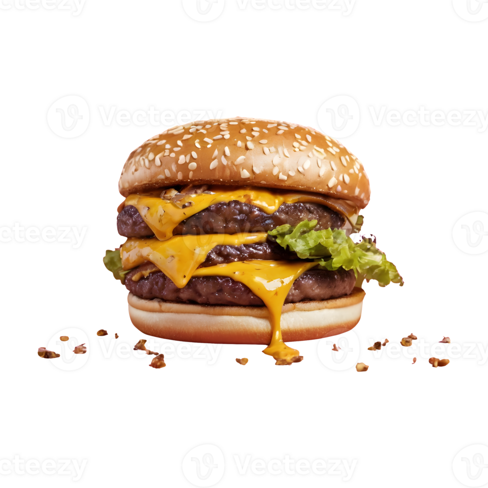 AI generated Gold leaf sprinkled on a cheeseburger isolated png