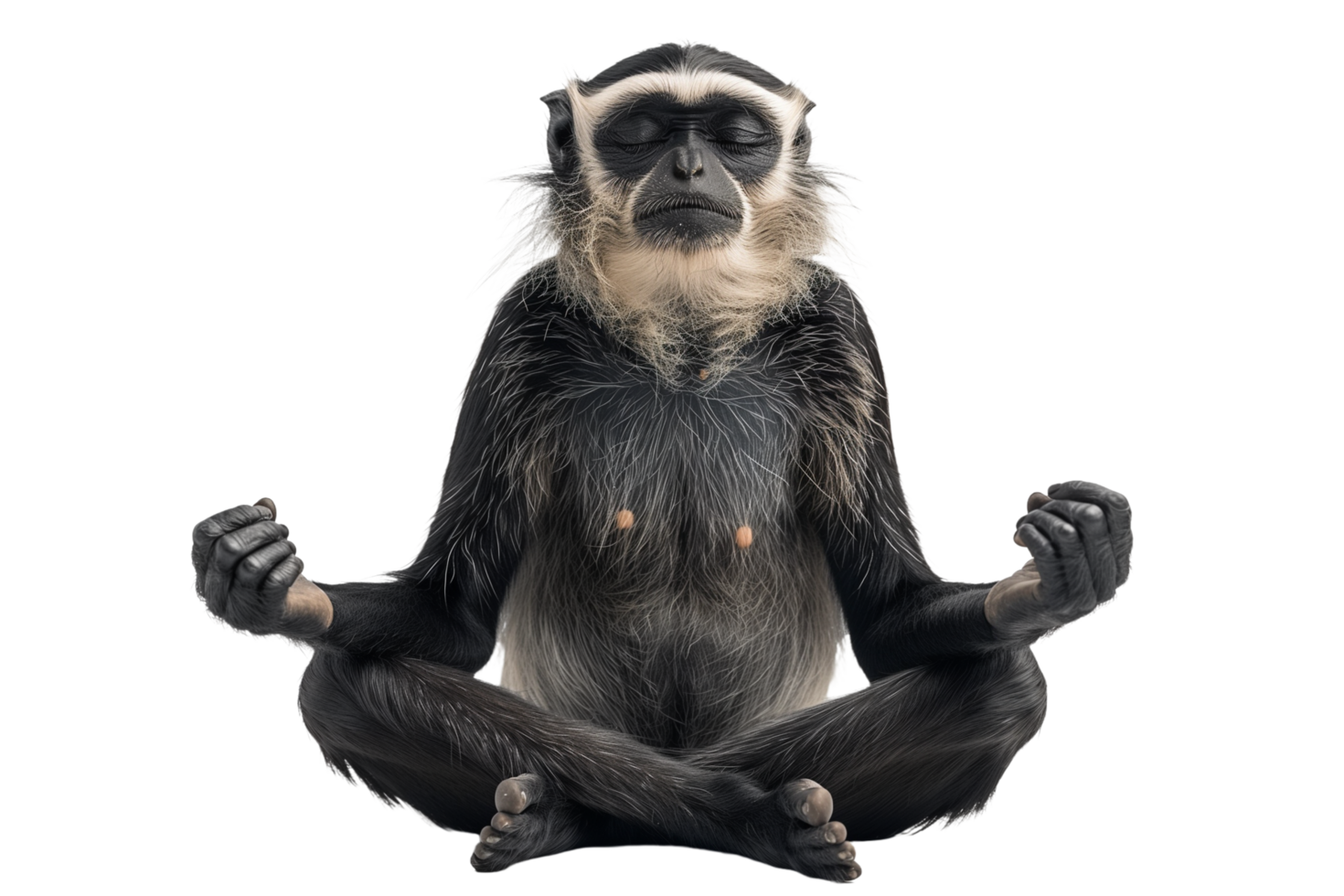 AI generated a monkey sitting in the lotus position on a transparent background png