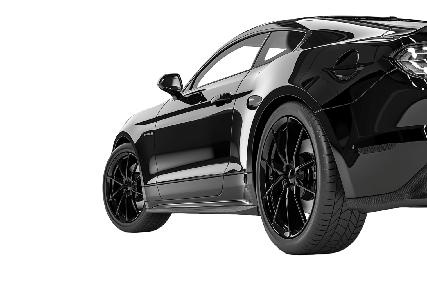 AI generated a black sports car on a transparent background png