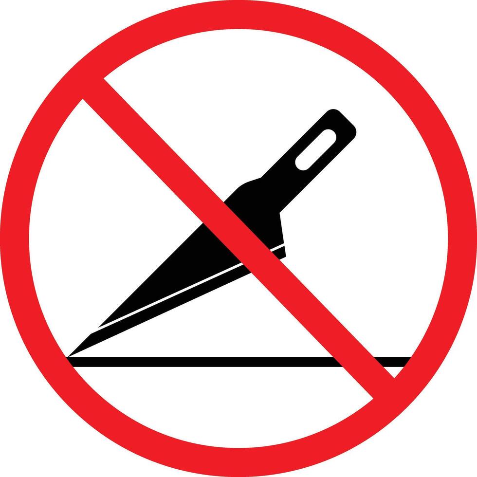 Do Not Use Sharp Blades to Open. Prohibition Icon. vector