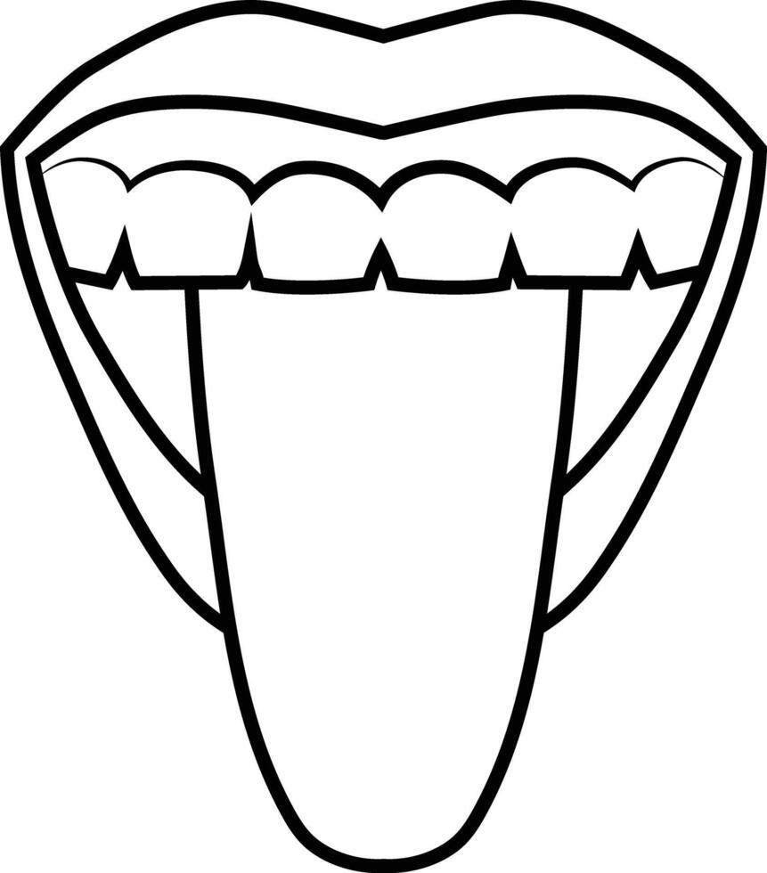 The Human Mouth, Teeth and Tongue. Simple Hand Drawn Line Illustration vector