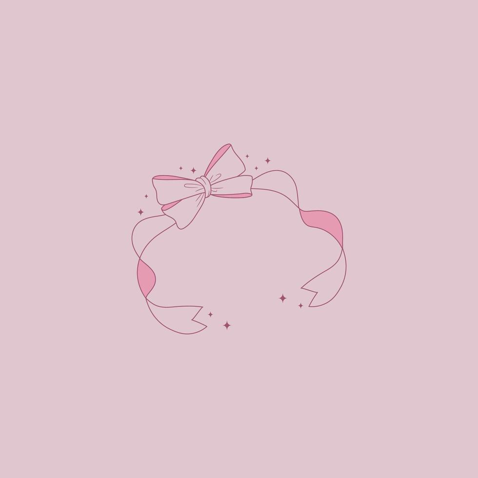 cute coquette style pink bow illustration vector